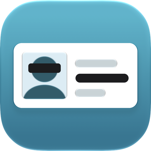 SafeShot app icon: an ID card with a black bar over the eyes and one row covered